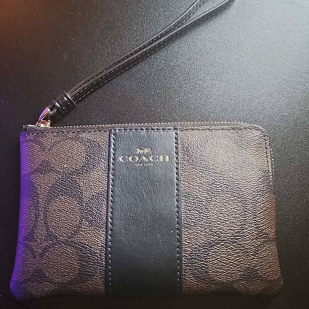 Coach Black and Brown Wristlet